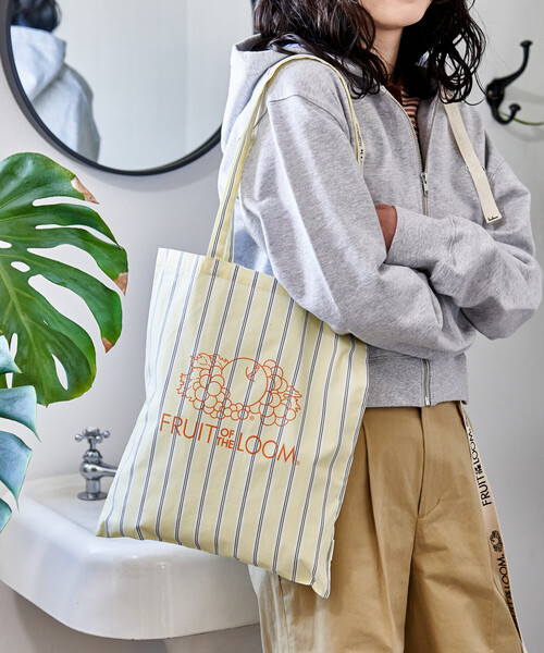 FREAK'S STORE（フリークスストア）の「FRUIT OF THE LOOM × FREAK'S STORE/フルーツオブザルーム 別注 マルチストライプ A4サイズ トートバッグ/ロゴ入りトートバッグ（トートバッグ・レディース・レモンイエロー/ターコイズブルー/サックスブルー/ピンク/ベージュ/オレンジ・ﾌﾘ-）」の8枚目の写真