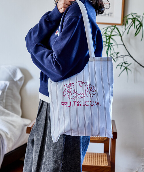 FREAK'S STORE（フリークスストア）の「FRUIT OF THE LOOM × FREAK'S STORE/フルーツオブザルーム 別注 マルチストライプ A4サイズ トートバッグ/ロゴ入りトートバッグ（トートバッグ・レディース・レモンイエロー/ターコイズブルー/サックスブルー/ピンク/ベージュ/オレンジ・ﾌﾘ-）」の16枚目の写真
