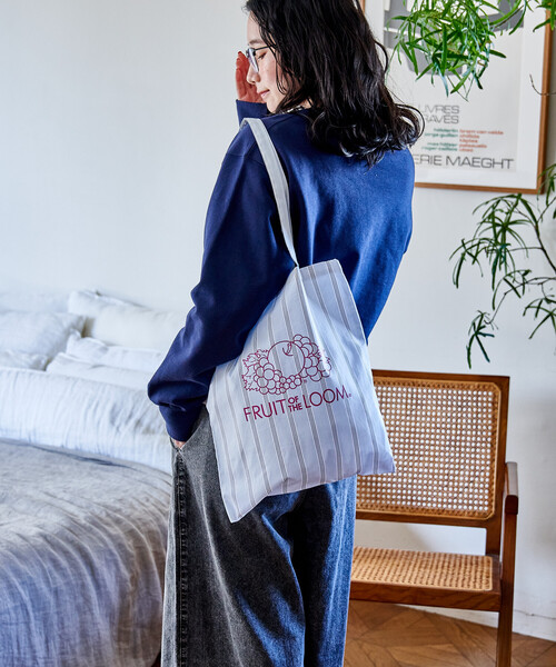 FREAK'S STORE（フリークスストア）の「FRUIT OF THE LOOM × FREAK'S STORE/フルーツオブザルーム 別注 マルチストライプ A4サイズ トートバッグ/ロゴ入りトートバッグ（トートバッグ・レディース・レモンイエロー/ターコイズブルー/サックスブルー/ピンク/ベージュ/オレンジ・ﾌﾘ-）」の17枚目の写真