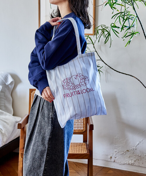 FREAK'S STORE（フリークスストア）の「FRUIT OF THE LOOM × FREAK'S STORE/フルーツオブザルーム 別注 マルチストライプ A4サイズ トートバッグ/ロゴ入りトートバッグ（トートバッグ・レディース・レモンイエロー/ターコイズブルー/サックスブルー/ピンク/ベージュ/オレンジ・ﾌﾘ-）」の18枚目の写真