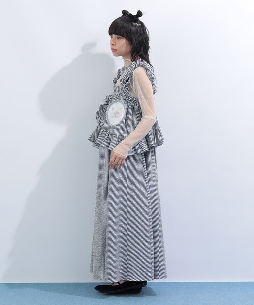 mmts（マミタス）の「ストライプ ルビー フリル キャミワンピース（ワンピース・レディース・ブラック/サックスブルー・MEDIUM/SMALL）」の7枚目の写真