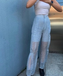 【ENCLOSURE】Side pleats check wide pants
