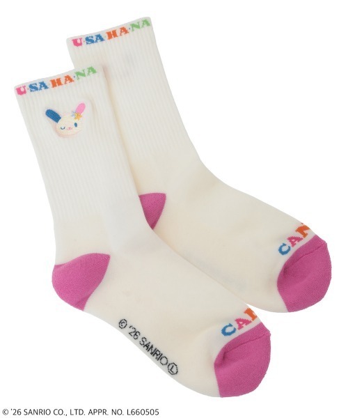 Candy Stripper(キャンディストリッパー)の「【U・SA・HA・NA】EMBROIDERY RIB ソックス(ソックス/靴下・レディース・ピンク/ブラック/オフホワイト・FREE)」の1枚目の写真