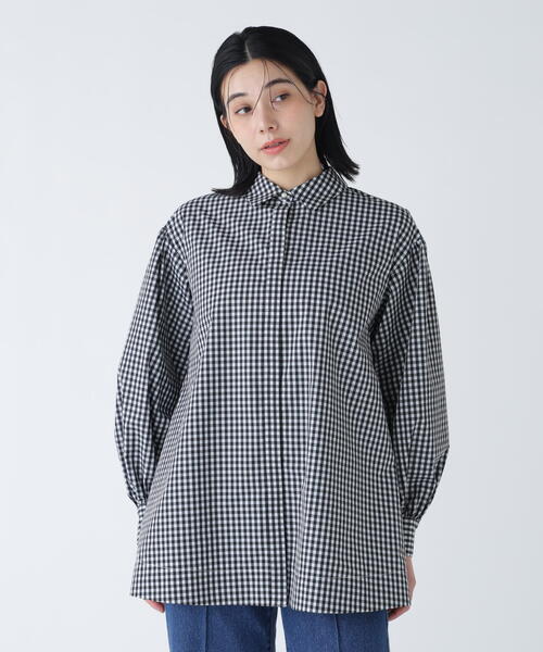 NAVYNAVY(ネイビーネイビー)の「【365ユーティリティー】洗ってもシワになりづらいチュニックブラウス(シャツ/ブラウス・レディース・ブルー/オフホワイト/ブラック系その他・FREE)」の3枚目の写真