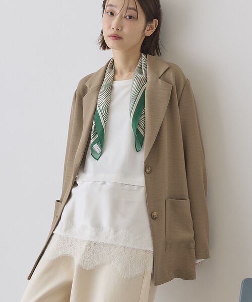 AMERICAN HOLIC(アメリカンホリック)の「リネンライクオーバーサイズジャケット(テーラードジャケット・レディース・ブラウン/ダークネイビー・L/M)」の17枚目の写真