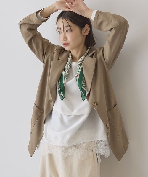 AMERICAN HOLIC(アメリカンホリック)の「リネンライクオーバーサイズジャケット(テーラードジャケット・レディース・ブラウン/ダークネイビー・L/M)」の19枚目の写真