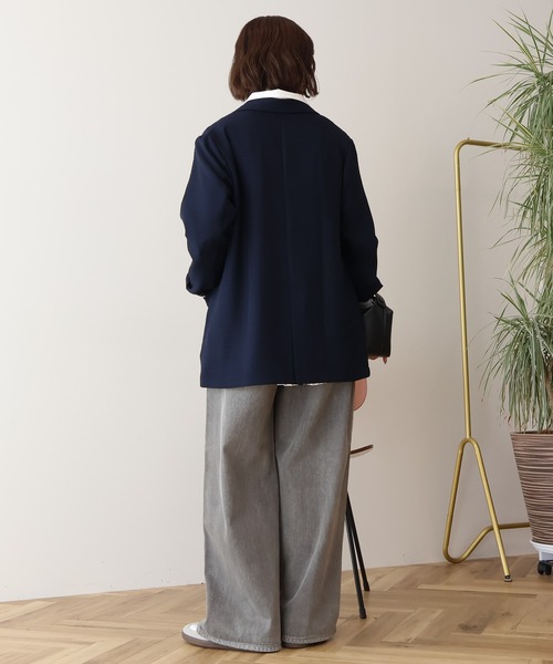 AMERICAN HOLIC(アメリカンホリック)の「リネンライクオーバーサイズジャケット(テーラードジャケット・レディース・ブラウン/ダークネイビー・L/M)」の4枚目の写真