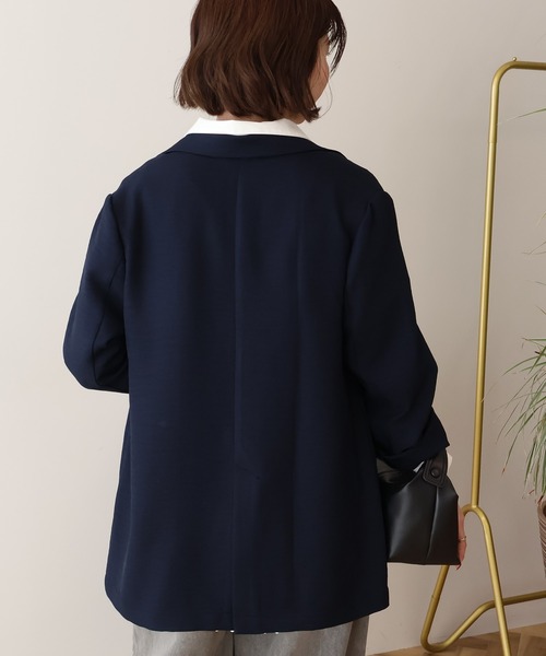 AMERICAN HOLIC(アメリカンホリック)の「リネンライクオーバーサイズジャケット(テーラードジャケット・レディース・ブラウン/ダークネイビー・L/M)」の5枚目の写真