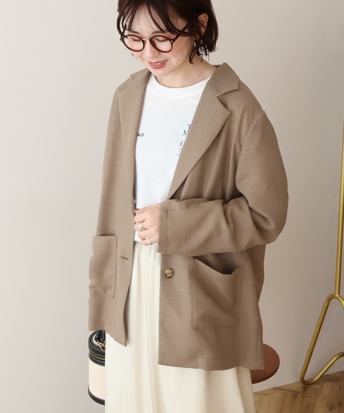 AMERICAN HOLIC(アメリカンホリック)の「リネンライクオーバーサイズジャケット(テーラードジャケット・レディース・ブラウン/ダークネイビー・L/M)」の14枚目の写真