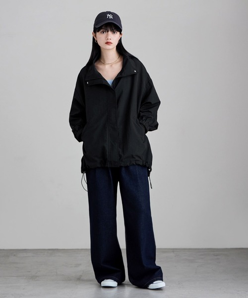 etoll.（エトル）の「ナイロンスタンドカラーブルゾン（ブルゾン・レディース・ブラック/アイボリー・M）」の3枚目の写真