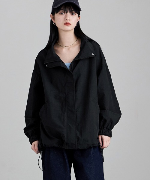 etoll.（エトル）の「ナイロンスタンドカラーブルゾン（ブルゾン・レディース・ブラック/アイボリー・M）」の5枚目の写真