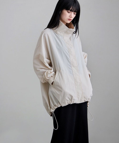 etoll.（エトル）の「ナイロンスタンドカラーブルゾン（ブルゾン・レディース・ブラック/アイボリー・M）」の12枚目の写真