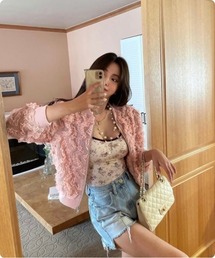 立体レース フリルデザイン ブルゾン