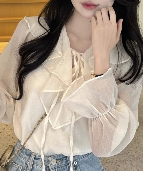 Flugge(フラッジー)の「フリルシフォンブラウス(シャツ/ブラウス・レディース・アイボリー・MEDIUM/LARGE)」の4枚目の写真
