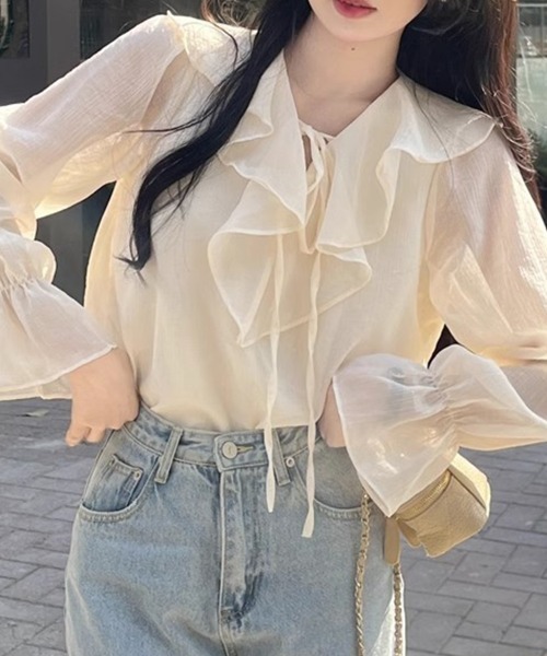 Flugge(フラッジー)の「フリルシフォンブラウス(シャツ/ブラウス・レディース・アイボリー・MEDIUM/LARGE)」の7枚目の写真