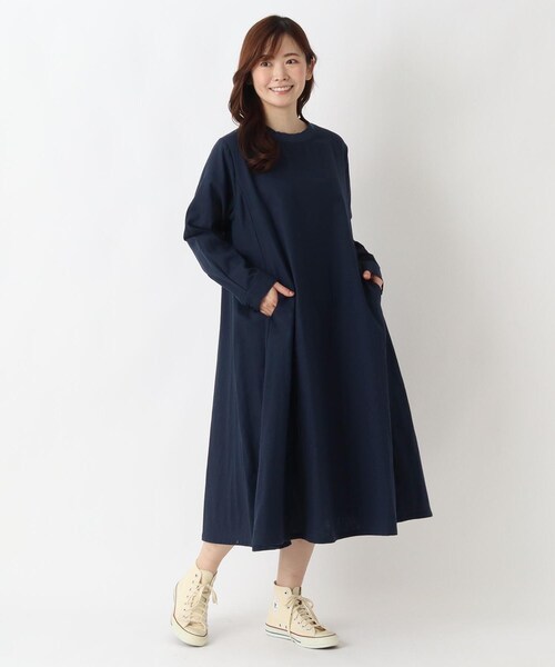 one'sterrace(ワンズテラス)の「コットンWガーゼ Aラインワンピース(ワンピース・レディース・ネイビー系5/グレー系4/カーキ系5・02)」の17枚目の写真