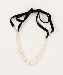 Os accessory（オズアクセサリー）の「Os　-オズ-　ベロアリボンパールネックレス（ネックレス）」