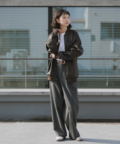 adidas(アディダス)の「adidas/アディダス SST PLEATHER フェイクレザー ジャケット 2026年 夏 夏服(ブルゾン・メンズ・ブラウン・M/L/XL)」の9枚目の写真