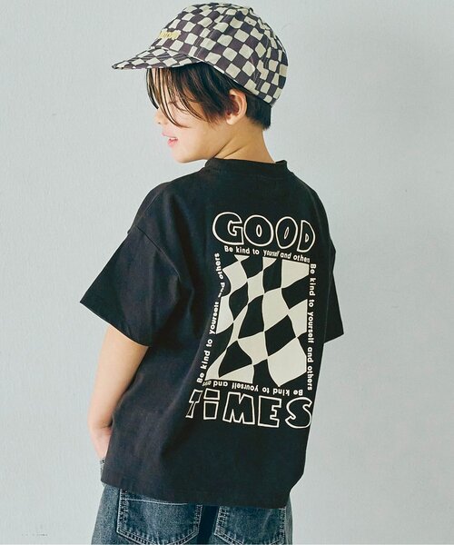 p.premier(ピードットプルミエ)の「SHIRO-KUROグラフィックTシャツ(Tシャツ/カットソー・キッズ・ブラック/アイボリー・80/90/100/110/120/130/140)」の1枚目の写真