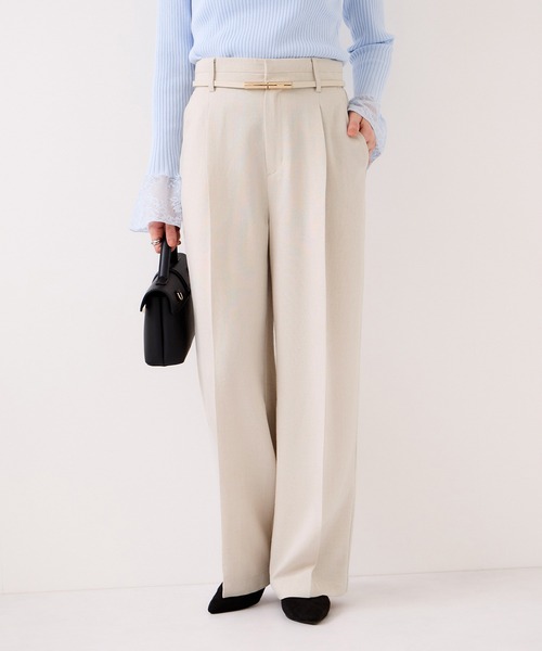 VIS（ビス）の「美easyリネンライクワイドパンツ/イージーケア・接触冷感・セットアップ対応（その他パンツ・レディース・ピンク/ブラック/キナリ/グレー・L/M/S/SS）」の2枚目の写真