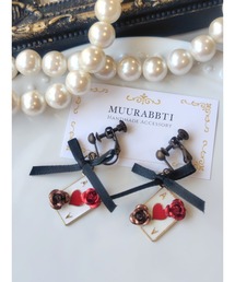 【MUURABBTI】薔薇とトランプのアンティークイヤリング(MA)