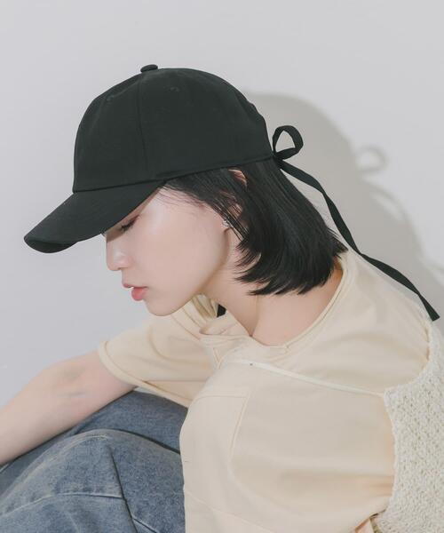 SMELLY（スメリー）の「バックリボンキャップ（キャップ・レディース・ベージュ/ブラック/ブルー・-）」の2枚目の写真