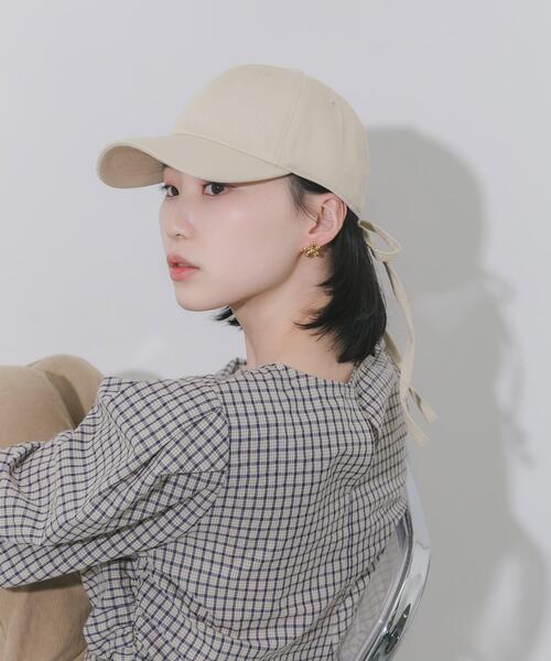 SMELLY（スメリー）の「バックリボンキャップ（キャップ・レディース・ベージュ/ブラック/ブルー・-）」の4枚目の写真