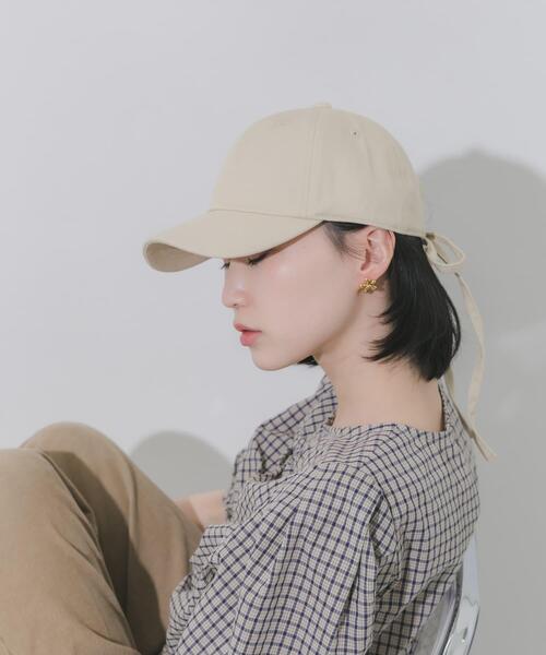 SMELLY（スメリー）の「バックリボンキャップ（キャップ・レディース・ベージュ/ブラック/ブルー・-）」の5枚目の写真