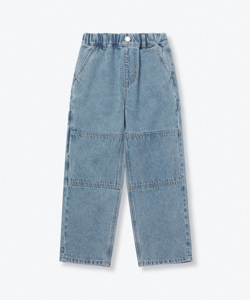 MUSINSA STANDARD KIDS（ムシンサスタンダードキッズ）の「ワイドカーペンターバンディングデニムパンツ[ライトインディゴ]（デニムパンツ・レディース・その他・100/110/120/130/140/150/160）」の3枚目の写真