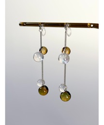 【TOMEI LAB】クリア ドロップ チェーン ノンホールピアス(MA)
