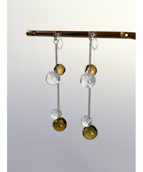 tone(トーン)の「【TOMEI LAB】クリア ドロップ チェーン ノンホールピアス(MA)(ピアス(両耳用)・レディース・グリーン系その他/ブラウン系その他/ピンク系その他・FREE)」の1枚目の写真