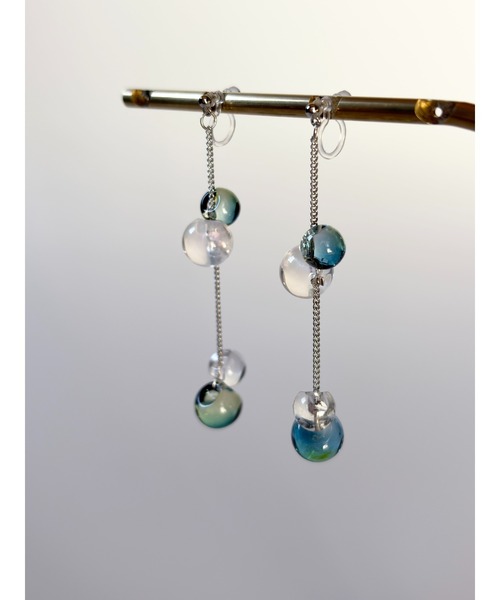 tone(トーン)の「【TOMEI LAB】クリア ドロップ チェーン ノンホールピアス(MA)(ピアス(両耳用)・レディース・グリーン系その他/ブラウン系その他/ピンク系その他・FREE)」の2枚目の写真