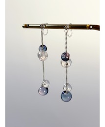 【TOMEI LAB】クリア ドロップ チェーン ノンホールピアス(MA)