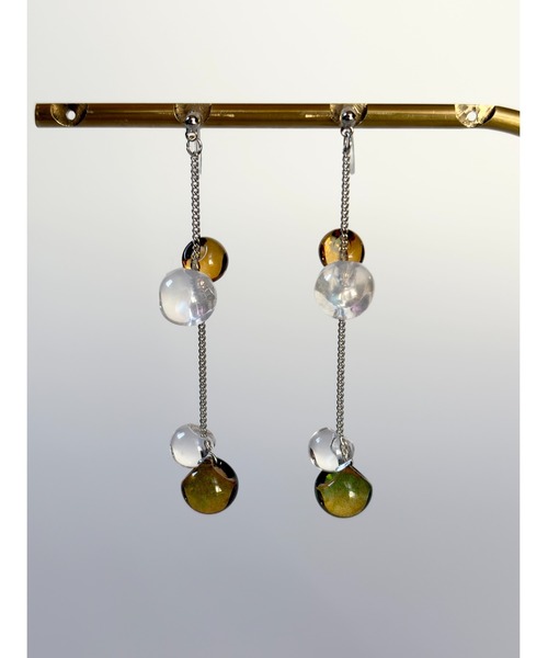 tone(トーン)の「【TOMEI LAB】クリア ドロップ チェーン ノンホールピアス(MA)(ピアス(両耳用)・レディース・グリーン系その他/ブラウン系その他/ピンク系その他・FREE)」の4枚目の写真