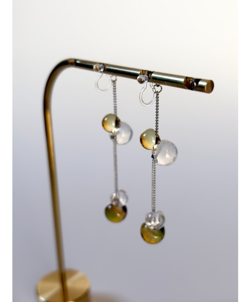 tone(トーン)の「【TOMEI LAB】クリア ドロップ チェーン ノンホールピアス(MA)(ピアス(両耳用)・レディース・グリーン系その他/ブラウン系その他/ピンク系その他・FREE)」の7枚目の写真