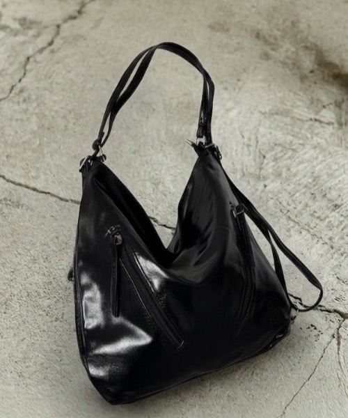 2WAYレザーショルダーバッグ【BLACK】 ショルダーバッグ バッグ 2Way レザー ショルダー レディース
