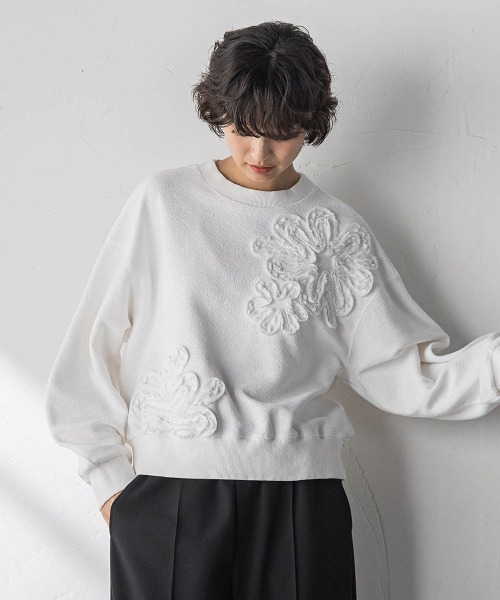 MAYSON GREY（メイソングレイ）の「フラワーモチーフプルオーバー≪洗濯機で洗える≫（Tシャツ/カットソー・レディース・ホワイト・M）」の15枚目の写真