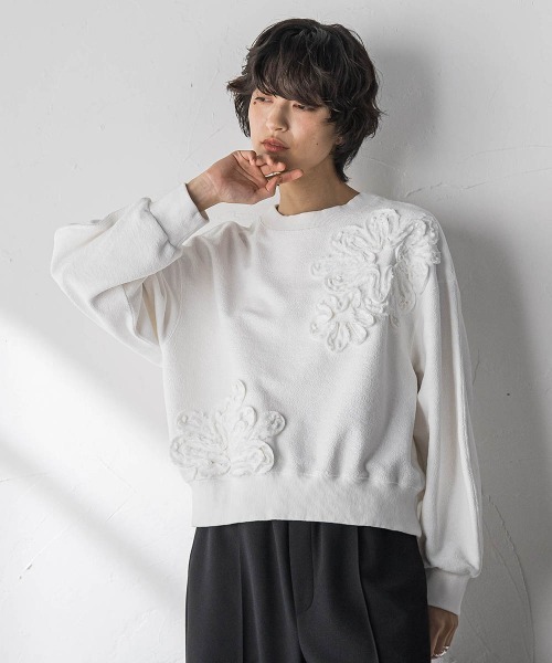 MAYSON GREY（メイソングレイ）の「フラワーモチーフプルオーバー≪洗濯機で洗える≫（Tシャツ/カットソー・レディース・ホワイト・M）」の17枚目の写真