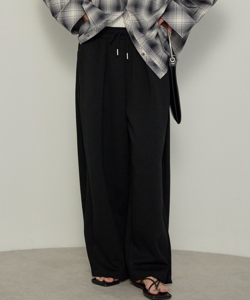 enhaut(アンオート)の「天竺編み ダンボール スウェット パンツ(スウェットパンツ・レディース・ブラック/杢グレー/ライトグレー・FREE)」の2枚目の写真