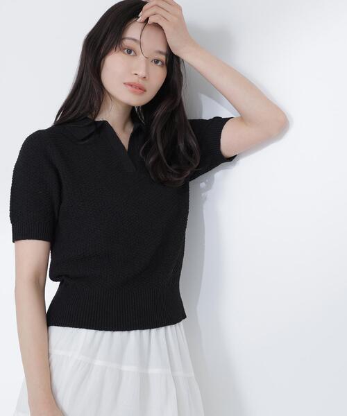 NATURAL BEAUTY BASIC(ナチュラルビューティーベーシック)の「◇スキッパーポロニット(ニット/セーター・レディース・ブルー/オフホワイト/ブラック・FREE)」の16枚目の写真