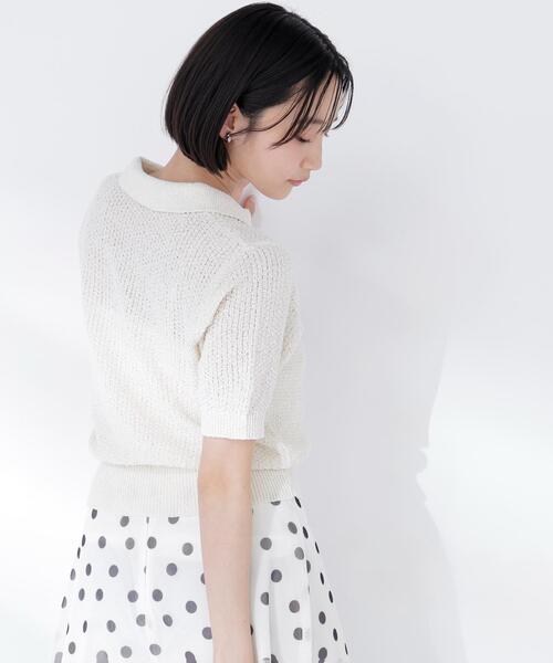 NATURAL BEAUTY BASIC(ナチュラルビューティーベーシック)の「◇スキッパーポロニット(ニット/セーター・レディース・ブルー/オフホワイト/ブラック・FREE)」の6枚目の写真