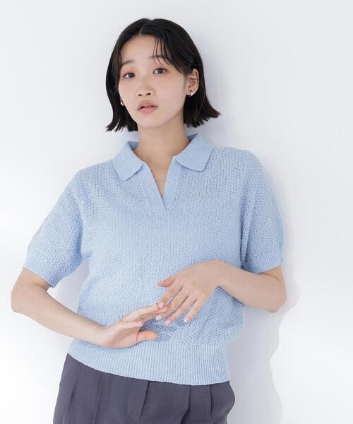 NATURAL BEAUTY BASIC(ナチュラルビューティーベーシック)の「◇スキッパーポロニット(ニット/セーター・レディース・ブルー/オフホワイト/ブラック・FREE)」の21枚目の写真