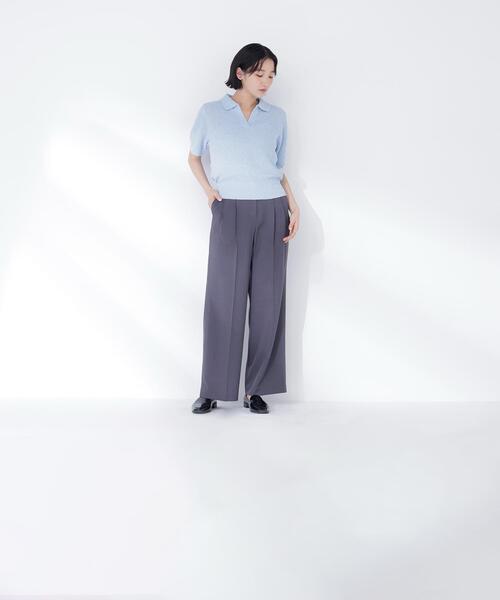 NATURAL BEAUTY BASIC(ナチュラルビューティーベーシック)の「◇スキッパーポロニット(ニット/セーター・レディース・ブルー/オフホワイト/ブラック・FREE)」の22枚目の写真