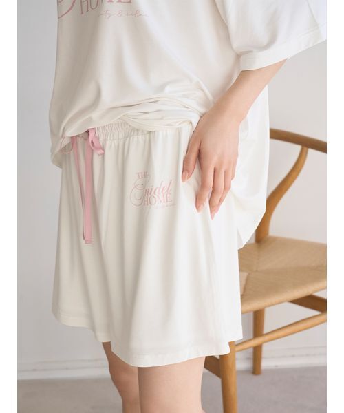 SNIDEL HOME（スナイデルホーム）の「【接触冷感】ロゴTシャツセットアップ（ルームウェア/パジャマ・レディース・サックスブルー/ホワイト/イエロー/ベージュ/ネイビー・F）」の14枚目の写真