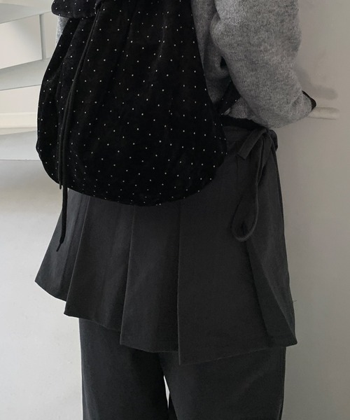 Teem Store（チームストア）の「【2点セット】巻きプリーツスカート付きフリルパンツ（スラックス・レディース・ブラック/グレー/ベージュ・F）」の20枚目の写真
