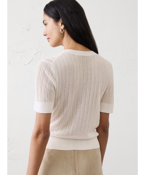 BANANA REPUBLIC FACTORY STORE(バナナリパブリック ファクトリーストア)の「BANANA REPUBLIC FACTORY STORE シアー セーター Tシャツ(ニット/セーター・レディース・ホワイト/ブラック・L/S/XS/M)」の5枚目の写真