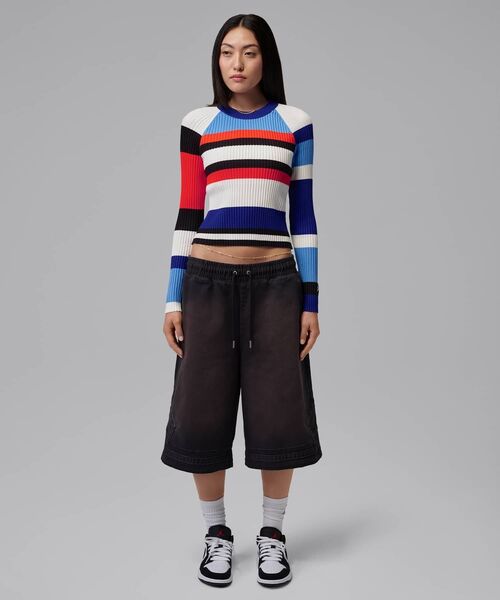 JORDAN BRAND(ジョーダンブランド)の「ジョーダン フライト ウィメンズ ロングスリーブ ストライプ セーター / Jordan Flight Women's Long-Sleeve Striped Sweater II7143-412 University Blue(ニット/セーター・レディース・ブルー・M/L/S)」の5枚目の写真