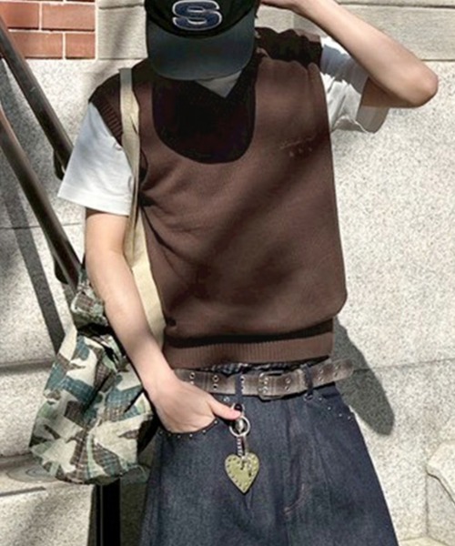 kutir(クティール)の「LINENLIKE KNIT VEST/リネンライクニットベスト(ベスト・メンズ・ブラック/ブラウン/ネイビー・LARGE/MEDIUM)」の2枚目の写真