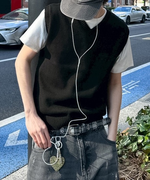 kutir(クティール)の「LINENLIKE KNIT VEST/リネンライクニットベスト(ベスト・メンズ・ブラック/ブラウン/ネイビー・LARGE/MEDIUM)」の1枚目の写真