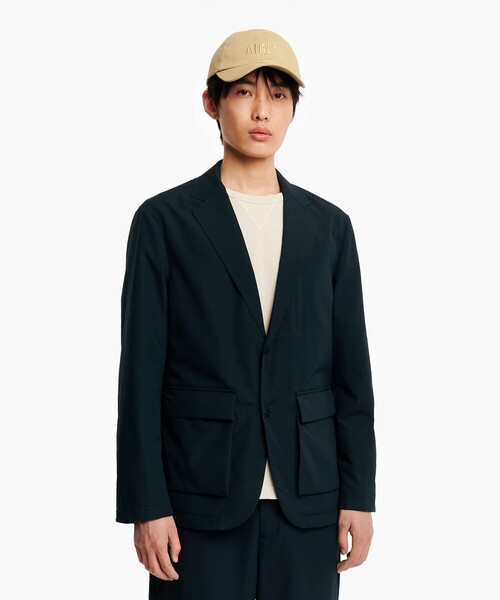 AIGLE(エーグル)の「撥水 UVカット サマーブレザー シェルジャケット / テーラードジャケット(テーラードジャケット・メンズ・ブラウン/ブラック・M/L/XL/S)」の6枚目の写真